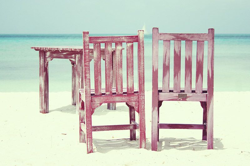 chairs and table on beach